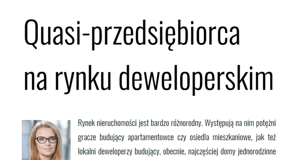 Quasi - przedsiębiorca na rynku deweloperskim