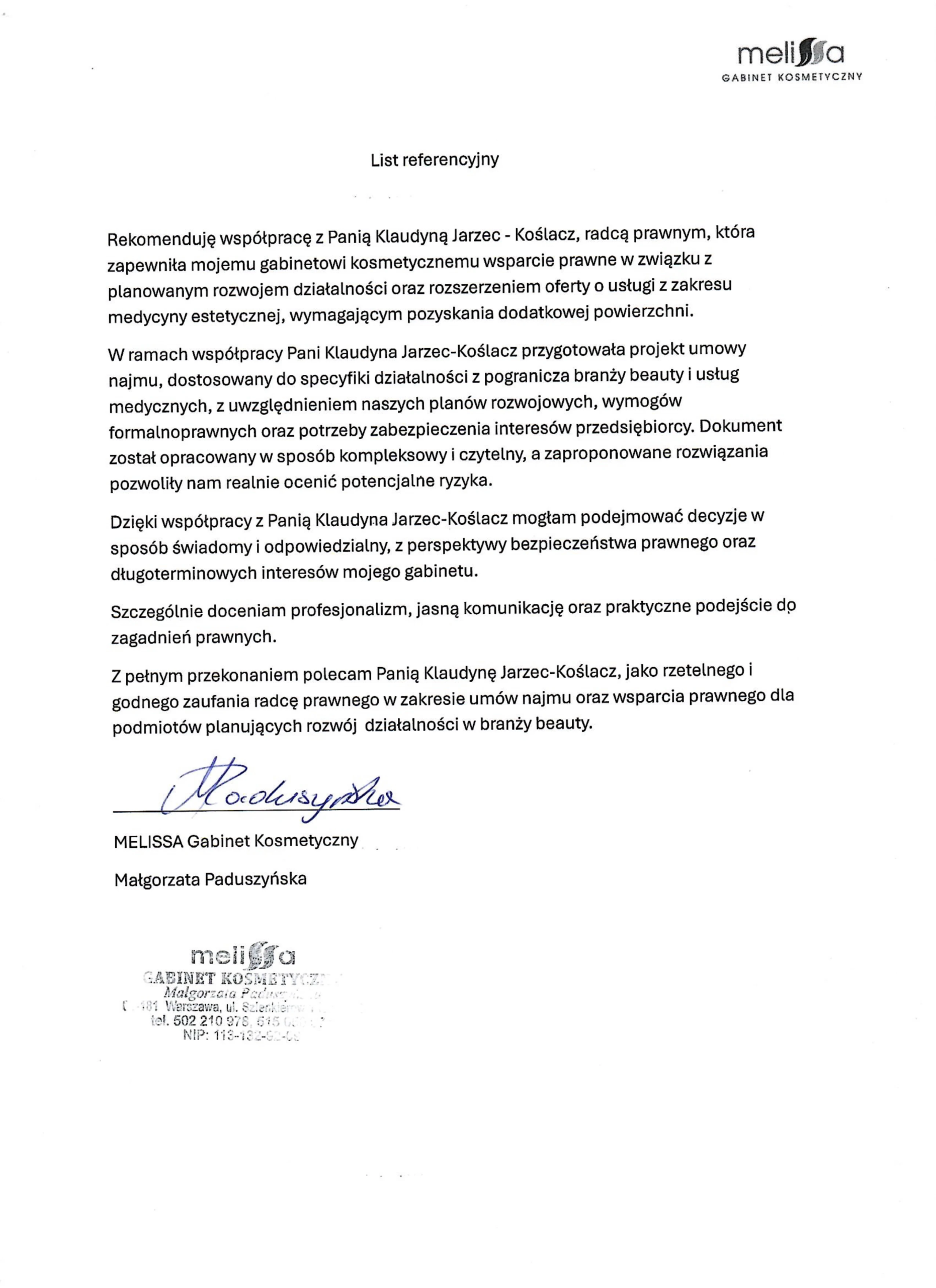 MELISSA Gabinet Kosmetyczny
